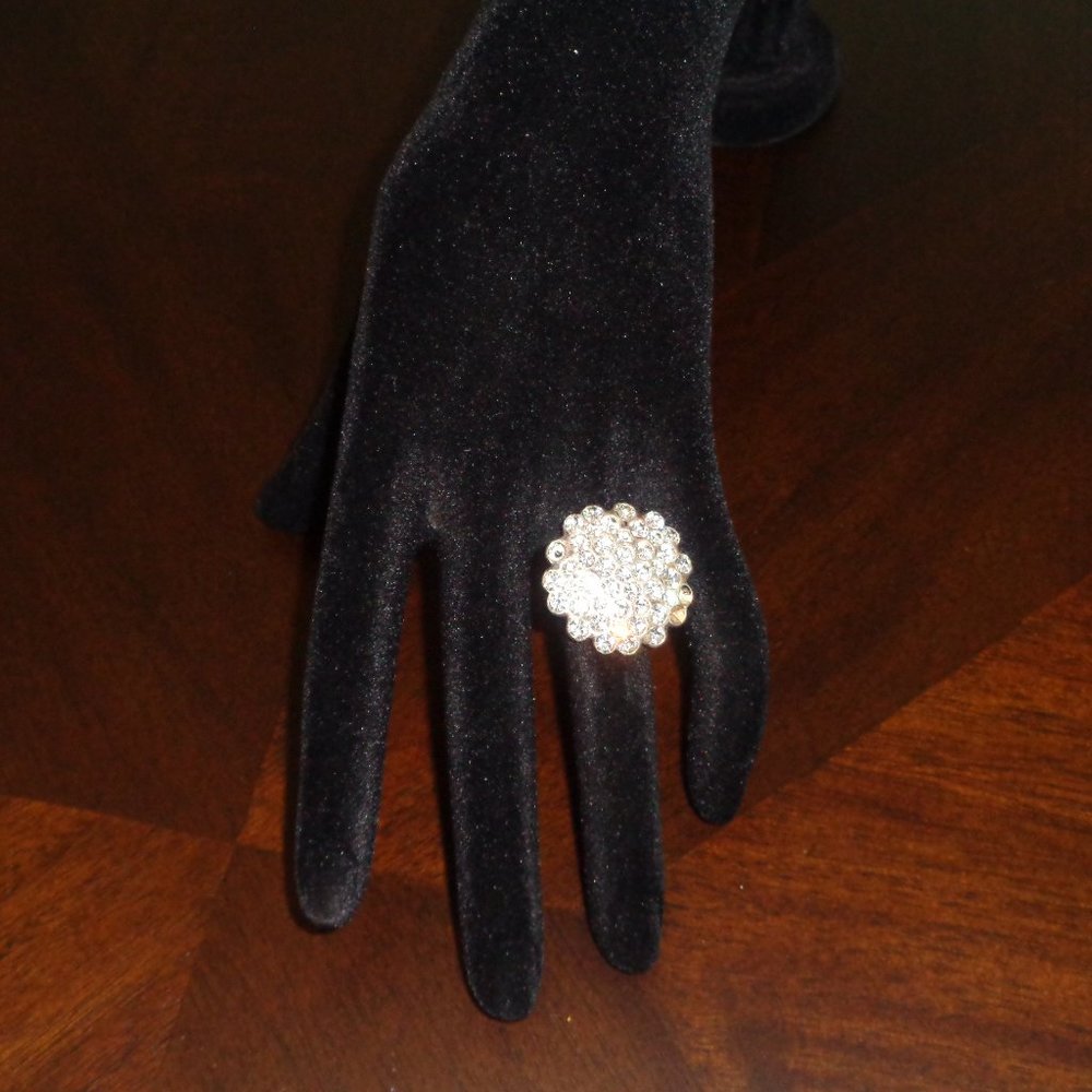 Round faux crystal ring- costume jewelry